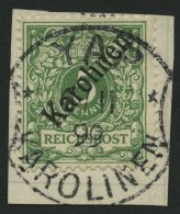 KAROLINEN 2I BrfStk, 1899, 5 Pf. Diagonaler Aufdruck, Stempel YAP 6.11.95 (Sorte II), Prachtbriefstück, Fotobefund - Islas Carolinas