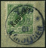 KAROLINEN 2I BrfStk, 1899, 5 Pf. Diagonaler Aufdruck, Stempel YAP, Prachtbriefstück, Gepr. Pfenninger, Mi. (750.-) - Isole Caroline