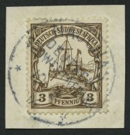 DSWA 11 BrfStk, NAUCHAS Auf 3 Pf. Dunkelockerbraun, Prachtbriefstück - German South West Africa