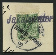 DSWA 2 BrfStk, JAKALSWATER, Wd-Stempel Auf 5 Pf. Opalgrün Mit Oben Anhängendem Steg, Prachtbriefstück - German South West Africa