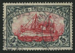 DSWA 32Aa O, 1906, 5 M. Grünschwarz/dunkelkarmin, Mit Wz., Gelblichrot Quarzend, Stempel GOBABIS, Pracht, Fotobefun - Sud-Ouest Africain Allemand