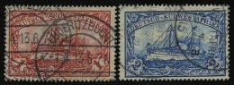 DSWA 29/30A O, 1912, 1 M. Karminrot Und 2 M. Blau, Mit Wz., Gezähnt A, 2 Prachtwerte, Mi. 190.- - Africa Tedesca Del Sud-Ovest