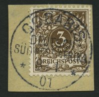 DSWA M 45e BrfStk, 1899, Mitläufer: 3 Pf. Dunkelockerbraun, Zentrischer Stempel GOBABIS, Kabinettbriefstück - África Del Sudoeste Alemana