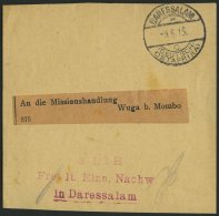 DEUTSCH-OSTAFRIKA DARESSALM: 21/2 H., Roter L3 Auf Streifbandvorderseite Nach Wuga, Stempel DARESSALAM C, 9.6.15, Pracht - Afrique Orientale