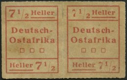 DEUTSCH-OSTAFRIKA IV W1 (*), 1916, 71/2 H. Rot Im Waagerechten Paar, Type I, II, Feinst, Mi. 180.- - África Oriental Alemana