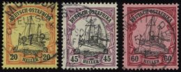 DEUTSCH-OSTAFRIKA 26,28/9 O, 1905, 20, 45 Und 60 H. Kaiseryacht, Ohne Wz., 3 Prachtwerte, Mi. 185.- - Africa Orientale Tedesca