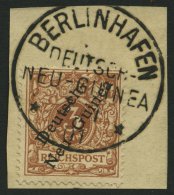 DEUTSCH-NEUGUINEA 1c BrfStk, 1897, 3 Pf. Lebhaftockerbraun, Stempel BERLINHAFEN, Kabinettbriefstück, Fotobefund J&a - German New Guinea