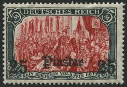 DP TÜRKEI 47b **, 1908, 25 Pia. Auf 5 M., Mit Wz., Karmin Quarzend, Postfrisch, Feinst, Mi. 100.- - Turquie (bureaux)