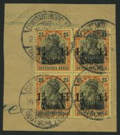 DP TÜRKEI 39 VB BrfStk, 1907, 11/4 Pia. Auf 25 Pf., Mit Wz., Im Viererblock, Prachtbriefstück - Turkey (offices)