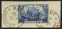 DP TÜRKEI 33 BrfStk, 1905, 10 Pia. Auf 2 M., Ohne Wz., Linkes Randstück, Stempel BEIRUT, Prachtbriefstück - Turkse Rijk (kantoren)