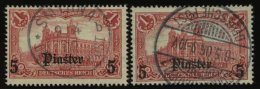 DP TÜRKEI 31A/B O, 1905, 5 Pia. Auf 1 M., Ohne Wz., Beide Zähnungen, 2 Prachtwerte, Signiert, Mi. 110.- - Turquia (oficinas)