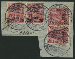 DP TÜRKEI 13II BrfStk, 1904, 20 PA. Auf 10 Pf., Aufdruck Type II, 4x Auf Großem Prachtbriefstück, Mi. (9 - Turquie (bureaux)