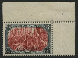 DP TÜRKEI 23I/II **, 1900, 25 PIA. Auf 5 M., Type II, Obere Rechte Bogenecke (Falzrest Im Rand), Marke Postfrisch, - Turkse Rijk (kantoren)