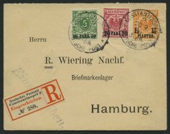 DP TÜRKEI 6c,7d,9b BRIEF, 1900, Dreifarbenfrankatur Auf Einschreibbrief Von CONSTANTINOPEL 2 Nach Hamburg, Pracht - Turkey (offices)