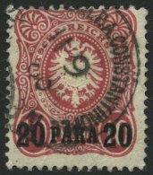 DP TÜRKEI 2b O, 1886, 20 PA. Auf 10 Pf. Dunkelrosarot Mit Wiederverwendetem Stempel Konstantinopel Nr. 3 In Therapi - Turkse Rijk (kantoren)