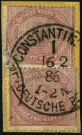 DP TÜRKEI V 37c BrfStk, 1886, 2 M. Mittelrosalila, 2x Auf Postabschnitt, Stempel Konstantinopel 6, Kleine Mäng - Turquia (oficinas)