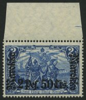DP IN MAROKKO 56IIB **, 1911, 2 P. 50 C. Auf 2 M., Kriegsdruck, Postfrisch, Pracht, Mi. 75.- - Morocco (offices)