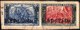 DP IN MAROKKO 56,58IA BrfStk, 1911, 2 P. 50 C. Auf 2 M. Und 6 P. 25 C. Auf 5 M. Auf Postabschnitt Mit Stempel MARRAKESCH - Maroc (bureaux)