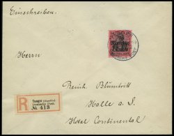 DP IN MAROKKO 54 BRIEF, 1912, 1 P. Auf 80 Pf. Auf Einschreibbrief Von TANGER Nach Halle, Pracht - Marocco (uffici)