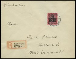 DP IN MAROKKO 54 BRIEF, 1912, 1 P. Auf 80 Pf. Auf Einschreibbrief Von TANGER Nach Halle, Pracht - Morocco (offices)