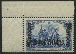 DP IN MAROKKO 44 **, 1906, 2 P. 50 C. Auf 2 M., Mit Wz., Linke Obere Bogenecke, Falzrest Im Oberrand, Marke Postfrisch, - Maroc (bureaux)