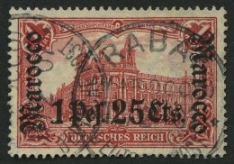 DP IN MAROKKO 43 O, 1906, 1 P. 25 C. Auf 1 M., Mit Wz., Stempel RABAT, Pracht, Mi. 220.- - Morocco (offices)