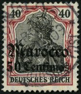 DP IN MAROKKO 40 O, 1908, 50 C. Auf 40 Pf., Mit Wz., üblich Gezähnt Pracht, Mi. 180.- - Maroc (bureaux)