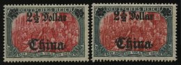 DP CHINA 47IIA/B *, 1918/9, 21/2 D. Auf 5 M., Mit Wz., Kriegsdruck, Gezähnt A Und B, Falzrest, 2 Prachtwerte, Mi. 8 - Chine (bureaux)