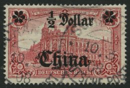 DP CHINA 34B O, 1905, 1/2 D. Auf 1 M., Ohne Wz., Gezähnt B, Pracht, Signiert, Mi. 85.- - China (oficinas)