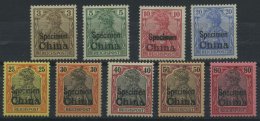 DP CHINA 15-23SP *, 1901, 3 - 80 Pf. Reichspost Mit Aufdruck SPECIMEN, Falzrest, 9 Prachtwerte, Mi. 2520.- - China (oficinas)