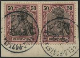 DP CHINA P Vg Paar BrfStk, Petschili: 1900, 50 Pf. Reichspost Im Waagerechten Paar Auf Postabschnitt (rückseitige T - China (oficinas)