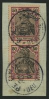 DP CHINA P Vg Paar BrfStk, Petschili: 1900, 50 Pf. Reichspost Im Senkrechten Paar, Stempel PEKING, Prachtbriefstück - Cina (uffici)