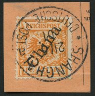 DP CHINA 5IIa BrfStk, 1898, 25 Pf. Steiler Aufdruck, Stempel SHANGHAI * A, Postabschnitt, Pracht - China (offices)