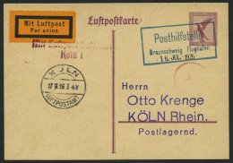 FLUGPLATZ, FLUGHAFENSTPL 7-01 BRIEF, Braunschweig Posthilfstelle Flughafen, 1926, Grüner R2, Datum-Gummistempel Auf - Airplanes