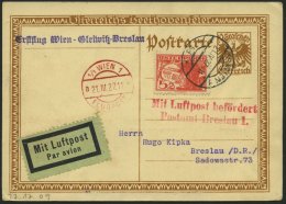 ERST-UND ERÖFFNUNGSFLÜGE 27.17.09 BRIEF, 21.4.1927, Wien-Breslau, Prachtkarte - Zeppelins