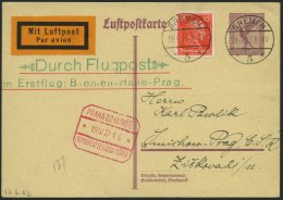 ERST-UND ERÖFFNUNGSFLÜGE 27.6.02 BRIEF, 19.4.1927, Bremen-Prag, Prachtkarte - Zeppelin