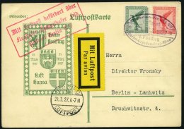 ERST-UND ERÖFFNUNGSFLÜGE 27.1.12 BRIEF, 21.3.1927, Dresden-Berlin, Sonderkarte, Feinst - Zeppelin