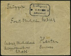 LUFTFAHRT IM I. WELTKRIEG 1918, LUFTPOST * 10. MAI 1918 * ADLERSHOF., Schwarzer R3 Auf Feldpostbrief Nach Xanten, Feinst - Avions