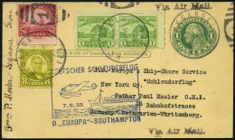 KATAPULTPOST 204a BRIEF, 7.8.1935, &quot,Europa&quot, - Southampton, US-Landpostaufgabe, Auf Ganzsachen Frage - - Lettres & Documents