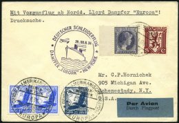 KATAPULTPOST 174Lu BRIEF, Luxemburg: 29.8.1934, Europa - New York, Zweiländerfrankatur, Drucksache, Prachtbrief, RR - Lettres & Documents