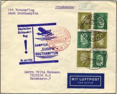 KATAPULTPOST 131c BRIEF, 25.7.1933, Europa - Southampton, Deutsche Seepostaufgabe, Zusammendruck-Frankatur, Drucksache, - Lettres & Documents