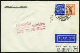 KATAPULTPOST 114a BRIEF, 13.5.1933, &quot,Bremen&quot, - Flug Ausgefallen, Frankiert Mit Mi.Nr. 381 Und 481, Pra - Cartas & Documentos