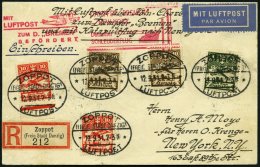 KATAPULTPOST 72Dz BRIEF, Danzig: 21.9.1931, Bremen - New York, Nachbringeflug, Einschreibbrief, Pracht, RR! - Lettres & Documents