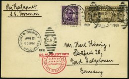 KATAPULTPOST 66a BRIEF, 27.8.1931, &quot,Bremen&quot, - Southampton, US-Landpostaufgabe, Prachtkarte - Lettres & Documents