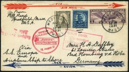 KATAPULTPOST 63a BRIEF, 12.8.1931, Europa - Southampton, US-Landpostaufgabe, Mit Rotem Rechteckstempel Gewicht Gepr&uuml - Lettres & Documents