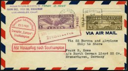 KATAPULTPOST 43a BRIEF, 24.5.1931, &quot,Europa&quot, - Southampton, US-Landpostaufgabe, Beide Marken Mit Platte - Lettres & Documents