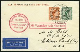 KATAPULTPOST 41b BRIEF, 16.5.1931, &quot,Europa&quot, - New York, Seepostaufgabe, Prachtbrief - Lettres & Documents