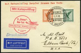 KATAPULTPOST 22b BRIEF, 19.8.1930, &quot,Bremen&quot, - New York, Seepostaufgabe, Drucksache, Prachtbrief - Brieven En Documenten