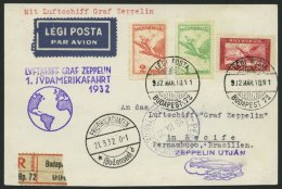 ZULEITUNGSPOST 138 BRIEF, Ungarn: 1932, 1. Südamerikafahrt, Einschreibkarte, Pracht - Zeppelins