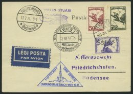 ZULEITUNGSPOST 116A BRIEF, Ungarn: 1931, Österreichfahrt, Post Nach Wien, Prachtkarte - Zeppelins